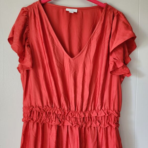 J.Jill Cottagecore Prairie Ruffle Autumn Maxi Dress Orange Large - Picture 2 of 13